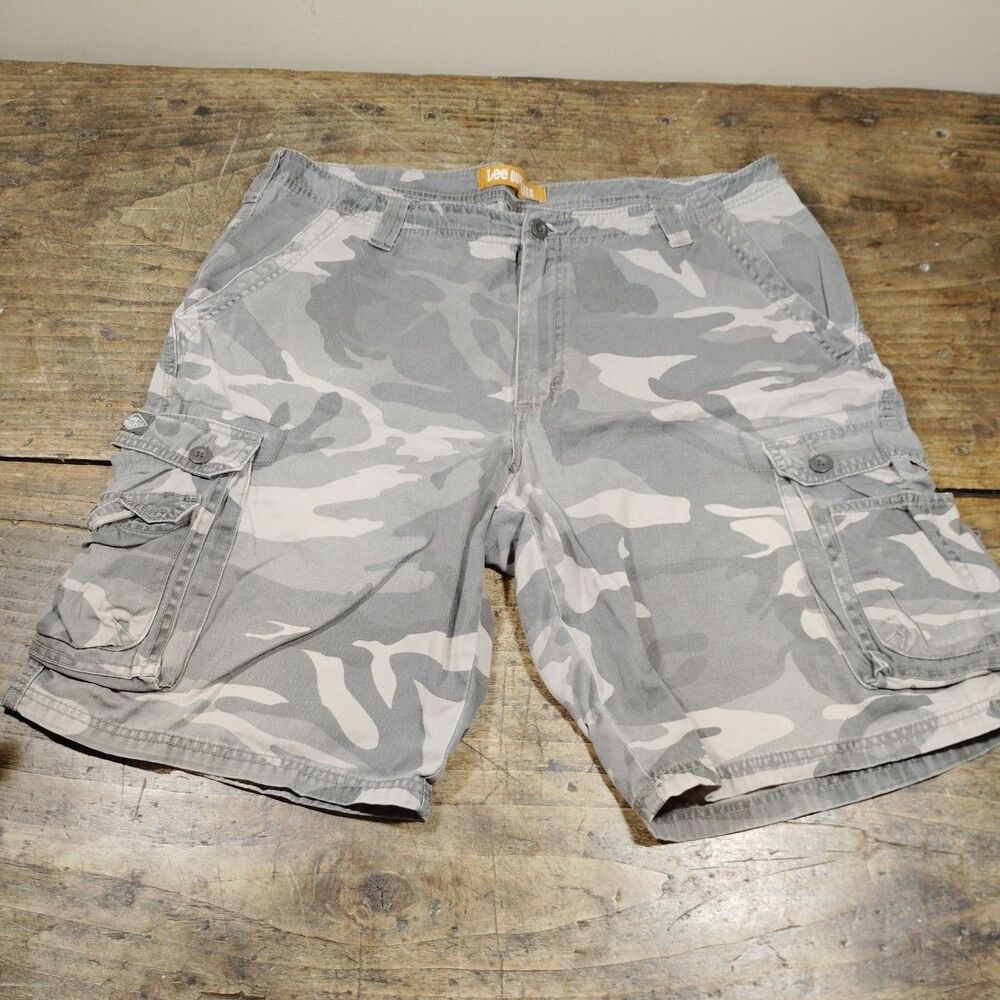 Lee Dungarees Cargo Shorts Mens 38 Camo Army Military Work Utility Pockets
